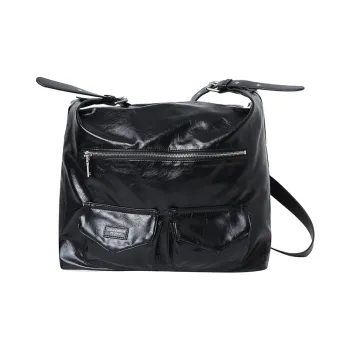 DANGEROUSPEOPLE Artificial Leather Crossbody Bag Regular Unisex Black/Ecru