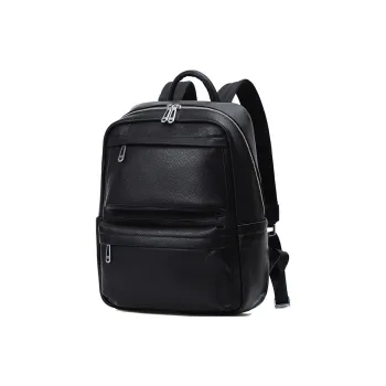 LARTIGENT Cow Leather Backpack Large Size Men's Black