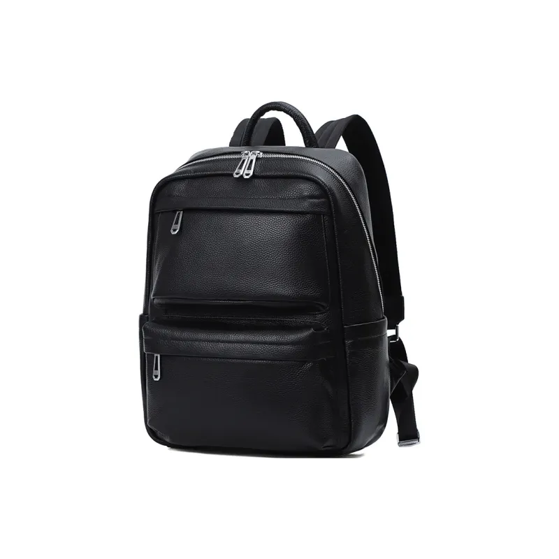 LARTIGENT Cow Leather Backpack Large Size Men's Black-0