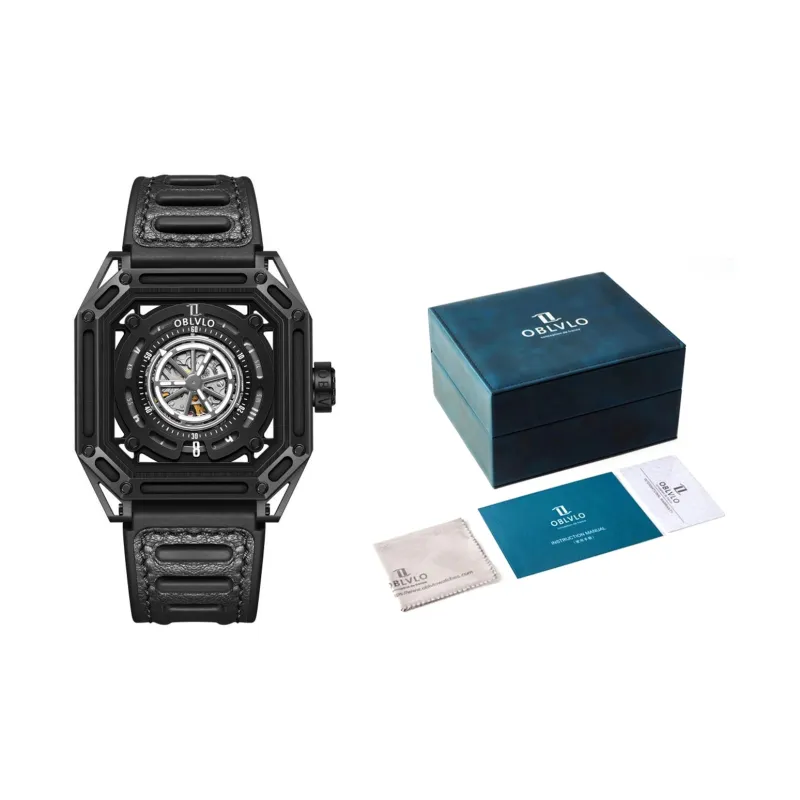 OBLVLO Automatic Mechanical Movement Watch Men's Watches Cut Out Dial-8