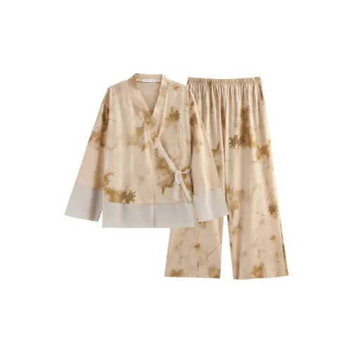 Same Language Pajama Set Women's Autumn Yellow/Fallen Leaves