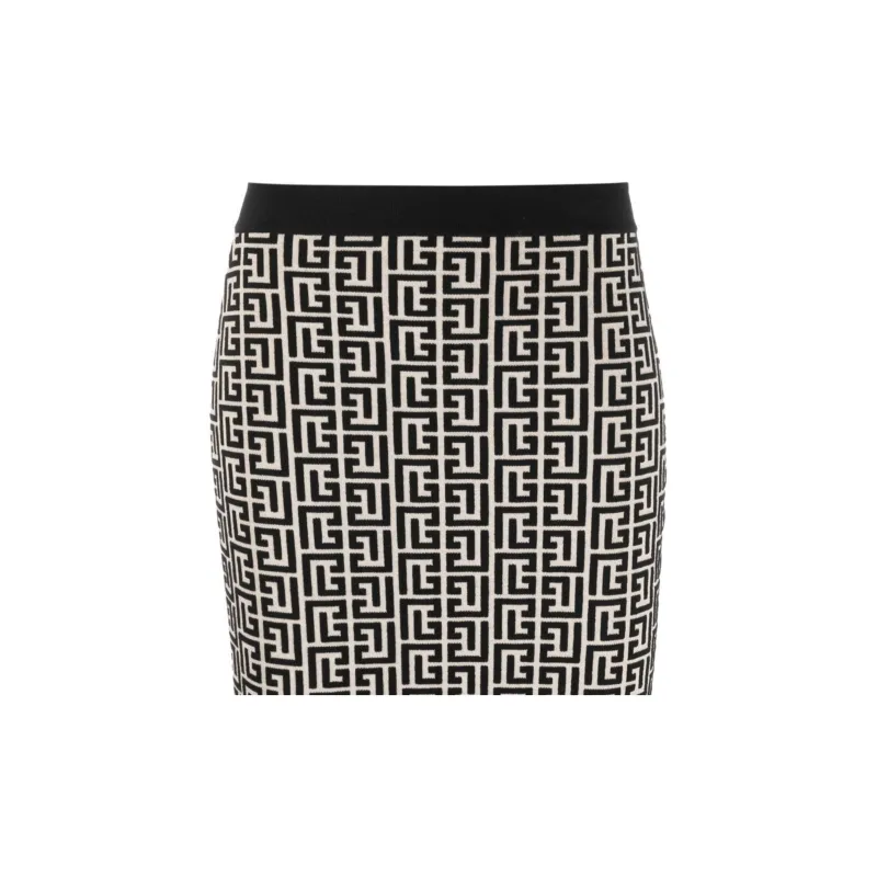 BALMAIN Monogram Zip-Up Mini Skirt-4