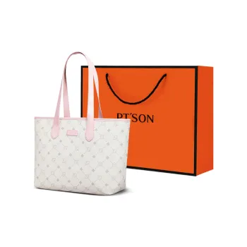 PT'SON Synthetic Leather Shoulder Bag Tote Bag Shopping Bag Regular Women's Sea Salt Mint Grey/Peach Milk Foam Pink