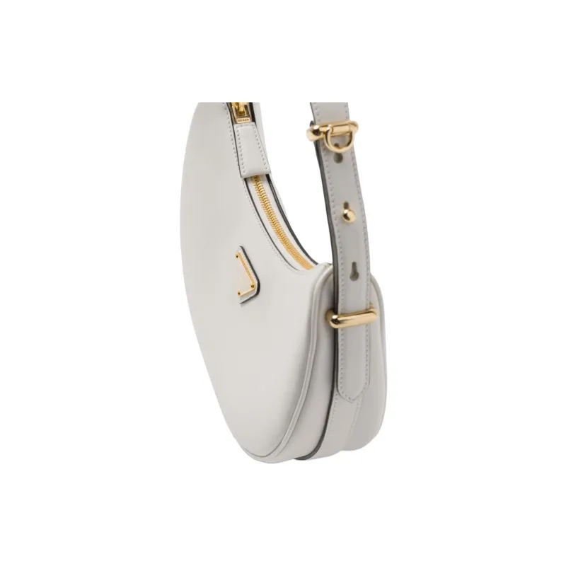 PRADA Leather Shoulder Bag Women's White-1