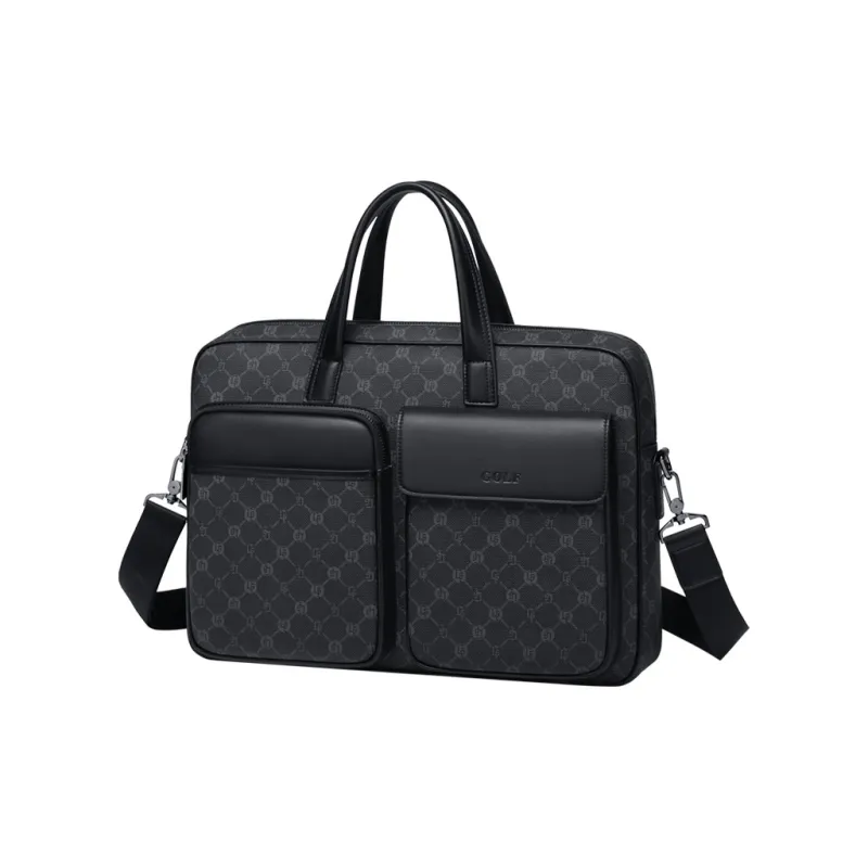GOLF PVC One Shoulder Crossbody Portable Briefcase Regular Men's Gray & Black-1