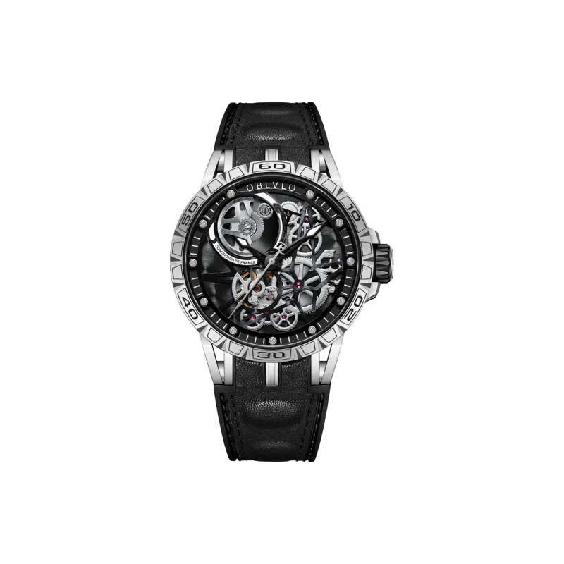 OBLVLO Automatic Mechanical Movement Watch Men's Watches Black Dial-7