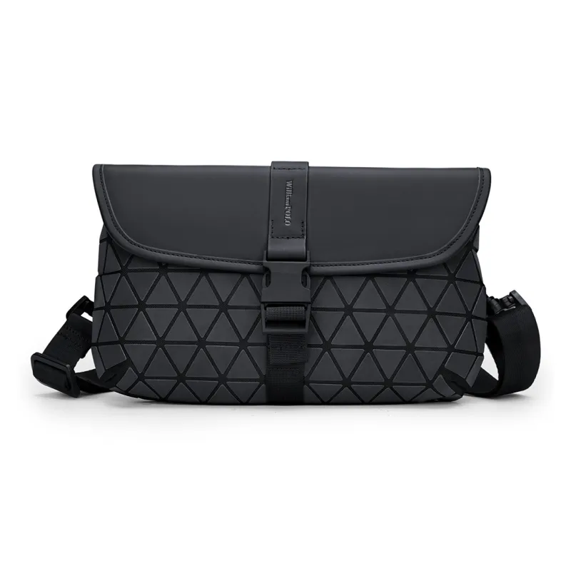 WilliamPOLO PU Flap Versatile Urban Techwear Crossbody Bag Shoulder Bag Regular Men's Black-1