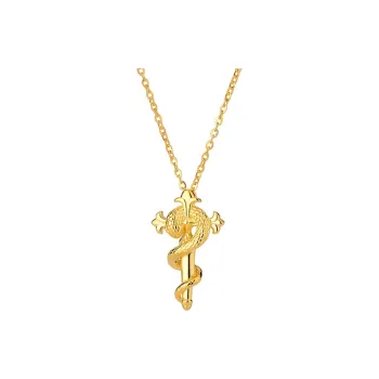 Royal Dragon Mirror 999 Fine Silver Necklaces Women's