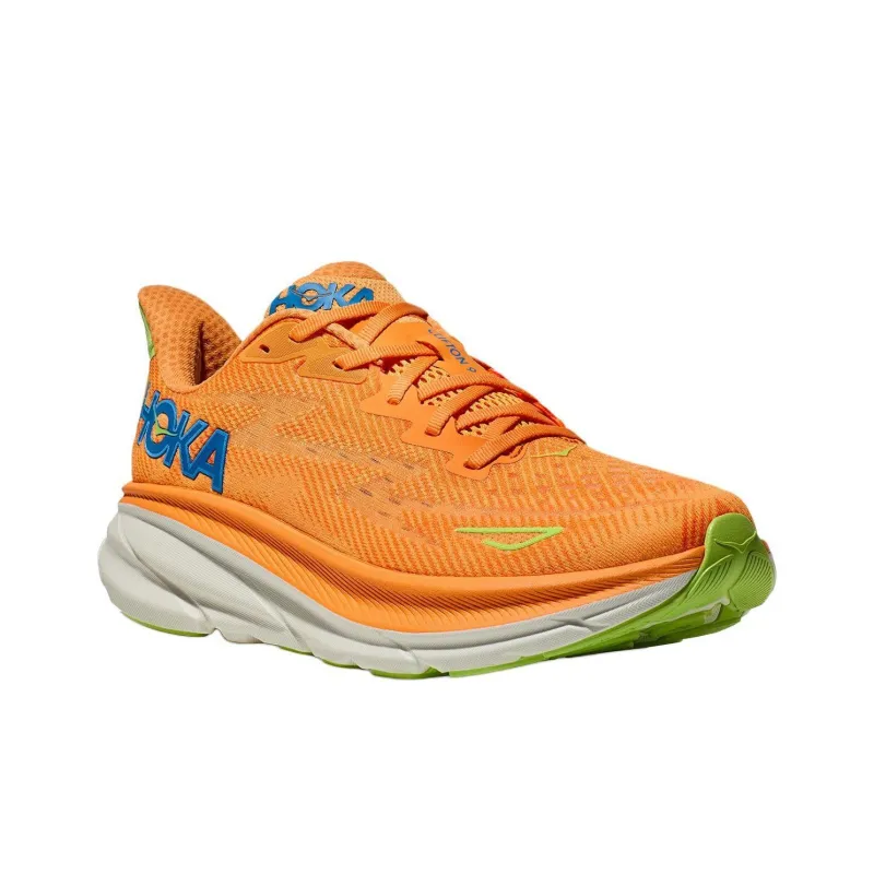 HOKA ONE ONE Clifton 9 Cushioning, Slip Resistant, And Abrasion Resistant Low Top Casual Running Shoes Men's Orange-4