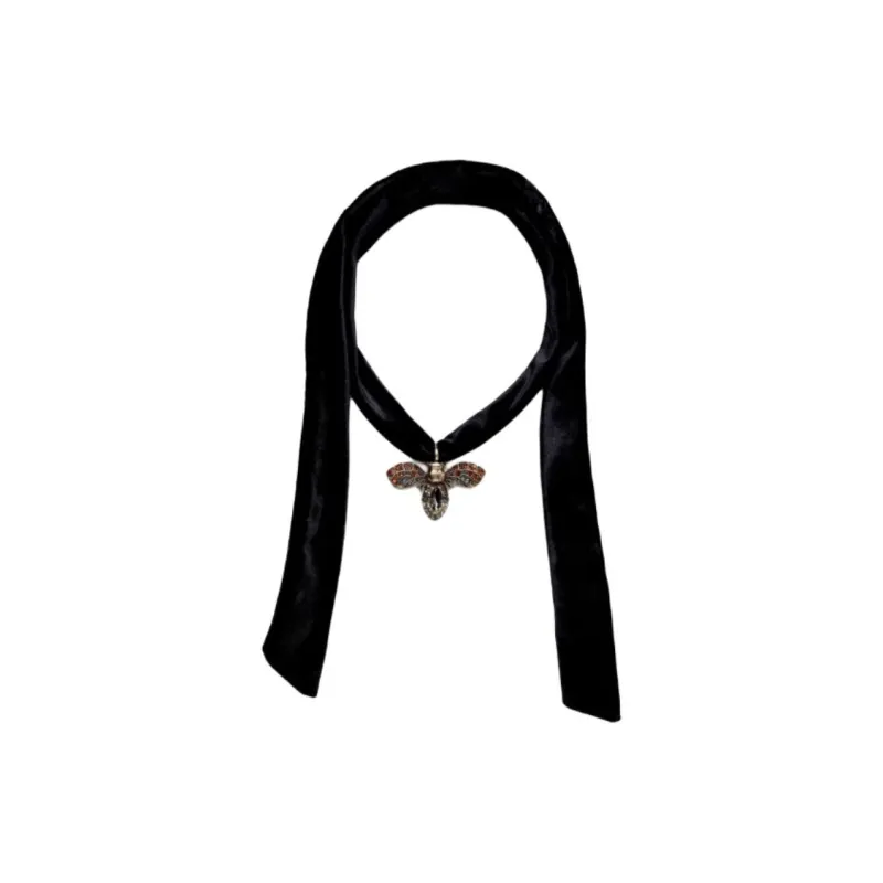 ZARA Velvet Metal Polyester Zinc Glass Necklaces Women's Gold-1