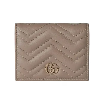 GUCCI GG Marmont Leather Wallet Women's Taupe