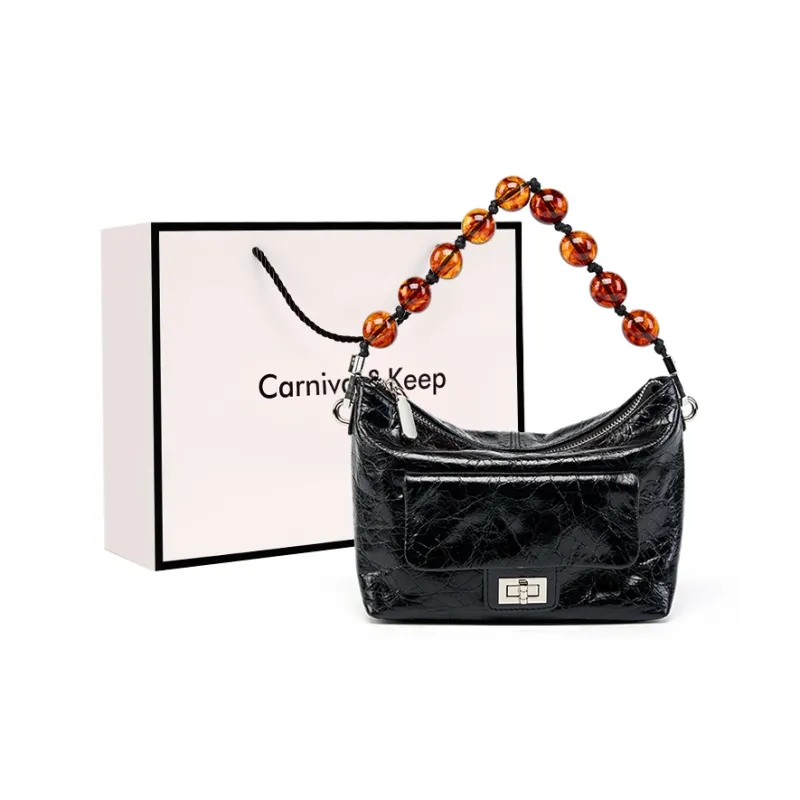 Carnival Keep Cow Leather Handbag Crossbody Bag Shoulder Bag Regular Women's Black/Burgundy-0