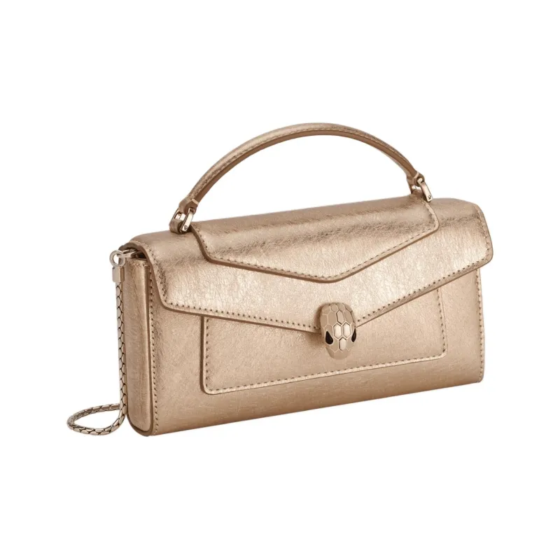 BVLGARI Calfskin One Shoulder Handbags Women's Gold-0