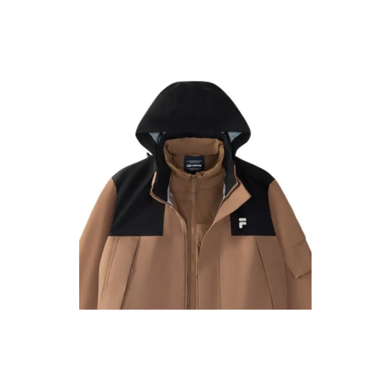 FILA FUSION FOB Warm Water-Repellent Windproof Windbreaker Jacket Unisex 2-Piece Set Mulberry Tree Brown-3