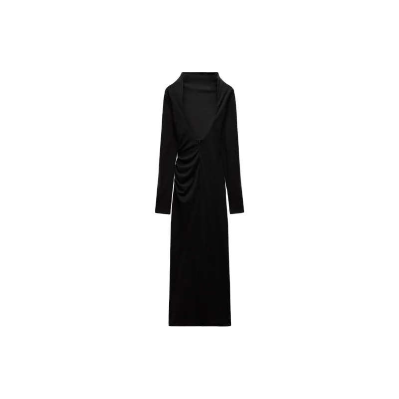 ZARA Long-Sleeved Dresses Women's Black-1