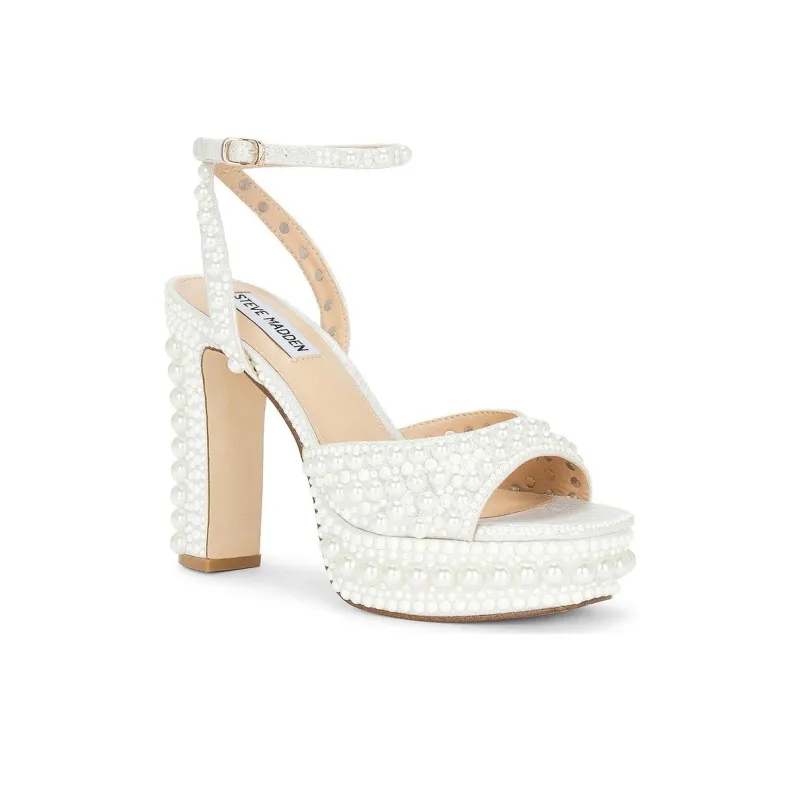 STEVE MADDEN ASSURED Strap Sandals 11.5cm Women's White-2