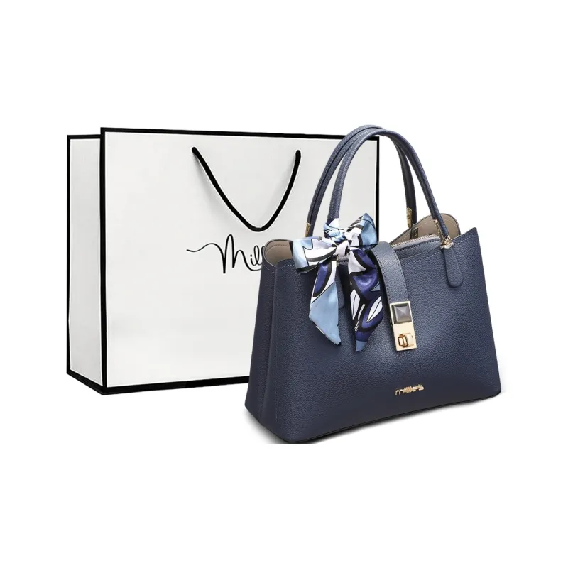 MILLIE'S Cow Leather With Synthetic Leather One Shoulder Handbag Regular Women's Apricot/Blue-6