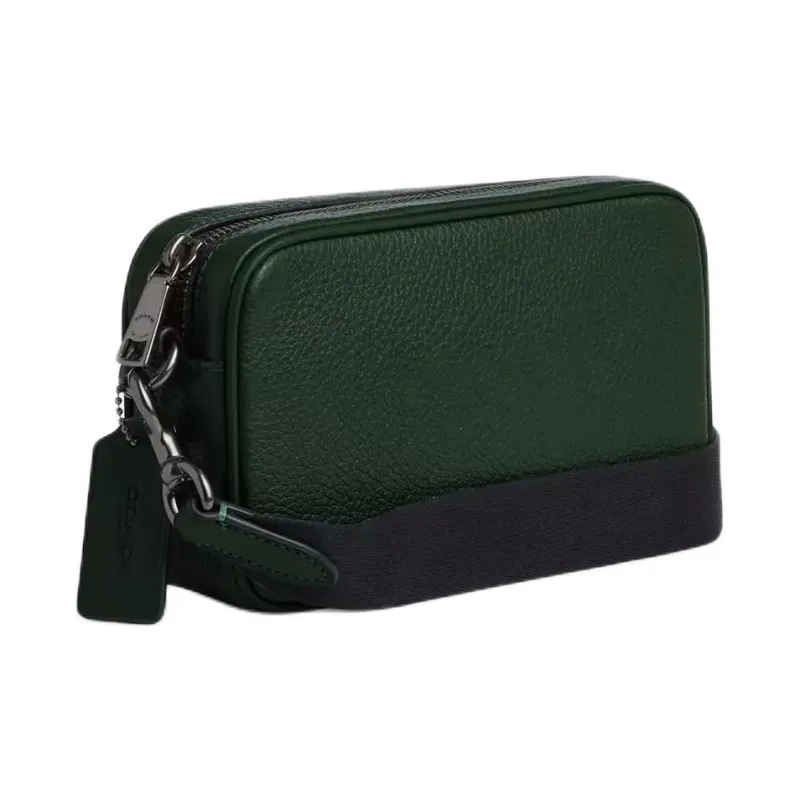 COACH Leather With Calfskin Shoulder Bag, Crossbody Bag Small Size Women's Hunter Green-1