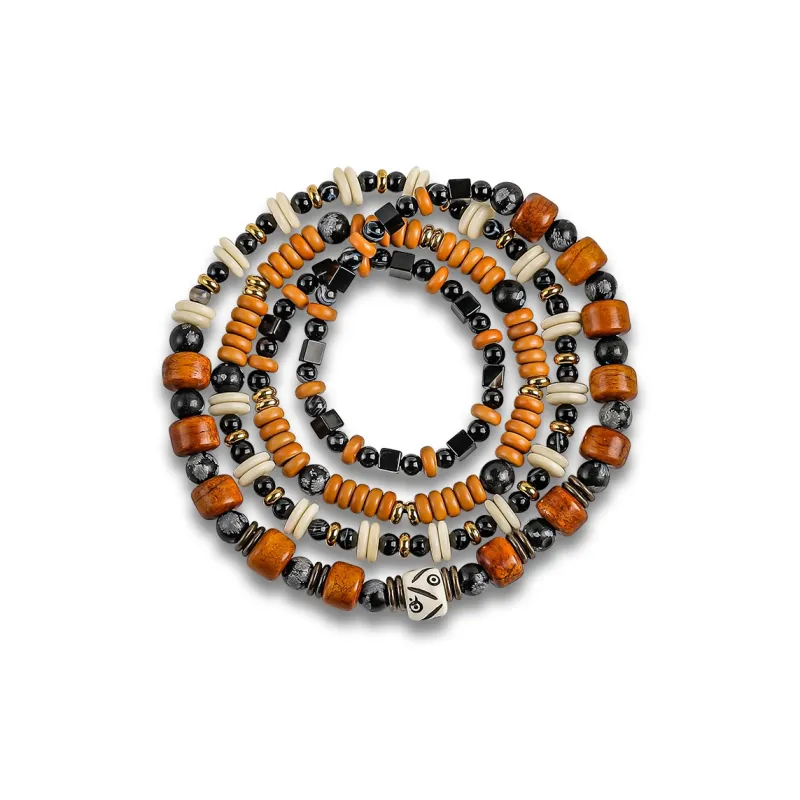 Cuud Snowflake Obsidian Bracelets Men's-0