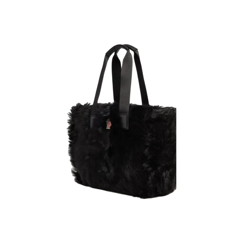 Moncler Shearling Tote Bag, Shopping Bag, Handbag Tubas Women's Black-2
