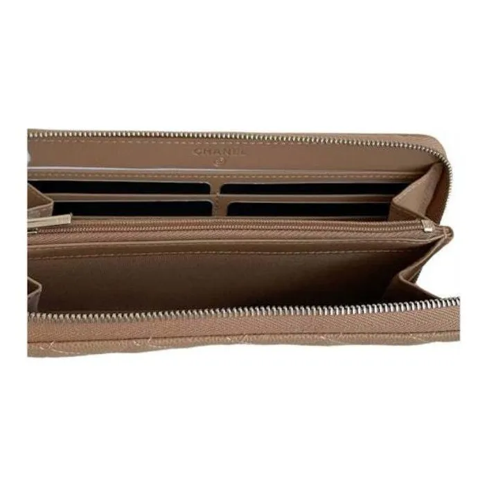 CHANEL Classic Long Zipped Wallet Biege AP0242-2