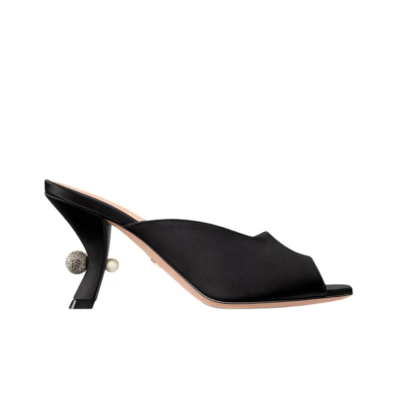 DIOR Tribales Slide Slippers 8cm Women's Black-1