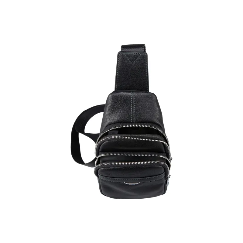 YEARCON Cow Leather Crossbody Bag, Sling Bag Small Size Men's Black-2