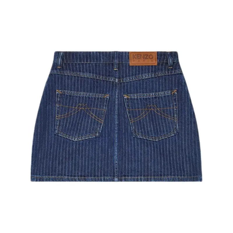 KENZO Stripe Detailed Denim Mini Skirt-1