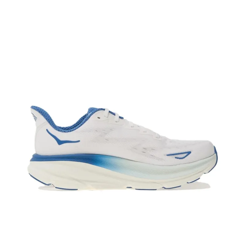 HOKA ONE ONE Clifton 9 Cushioned Abrasion Resistant Slip Resistant Low Top Casual Running Shoes Men's White Blue-1