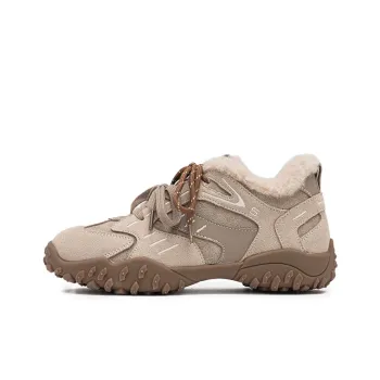 LIANGHUO Cushioned Slip Resistant Coverage Lightweight Warm Low Top Casual Shoes Women's Milk Tea Beige
