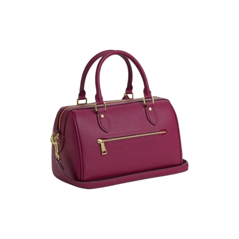 COACH Refined Pebble Pattern Leather Crossbody Handbag Medium Size Women's Fuchsia-1