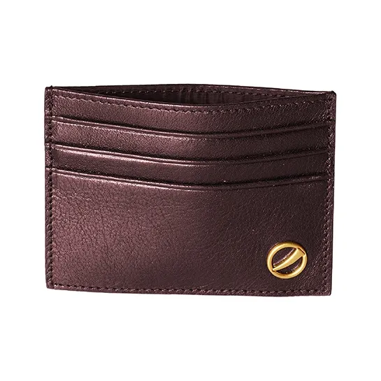 SUPERMERCY One Stroke Series The First Layer Of Calfskin Card Holder Mini Unisex Black/Purple Glaze-13