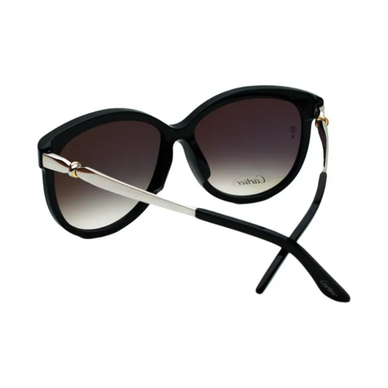 CARTIER Metal Horn Cat Eye Sunglasses Unisex Black-3