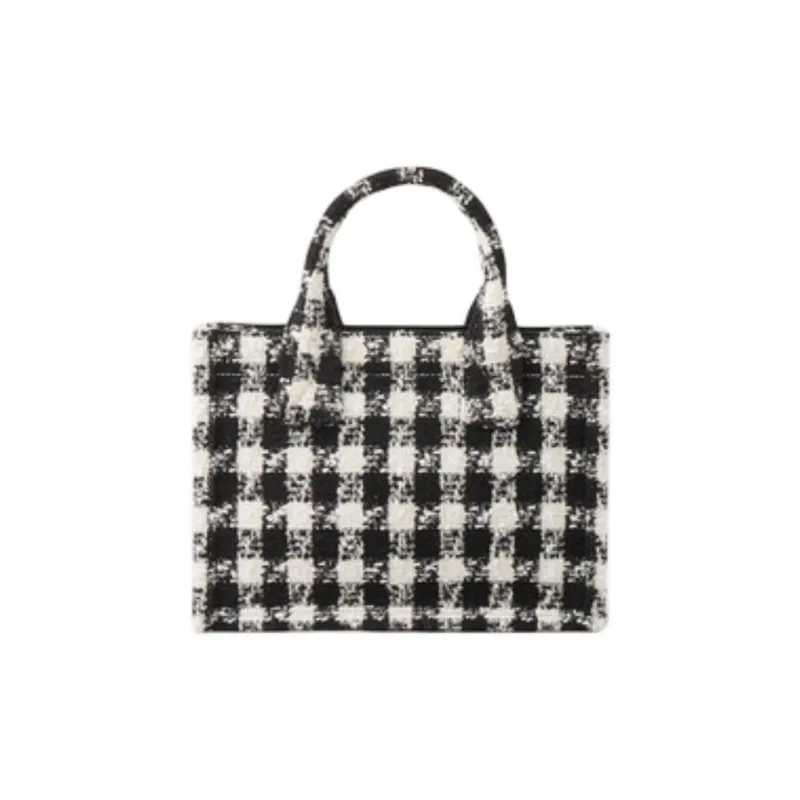 Sandro Polyester Tote Bag Shopping Bag Shoulder Bag Crossbody Bag Handbag Small Size Women's Black & White-3