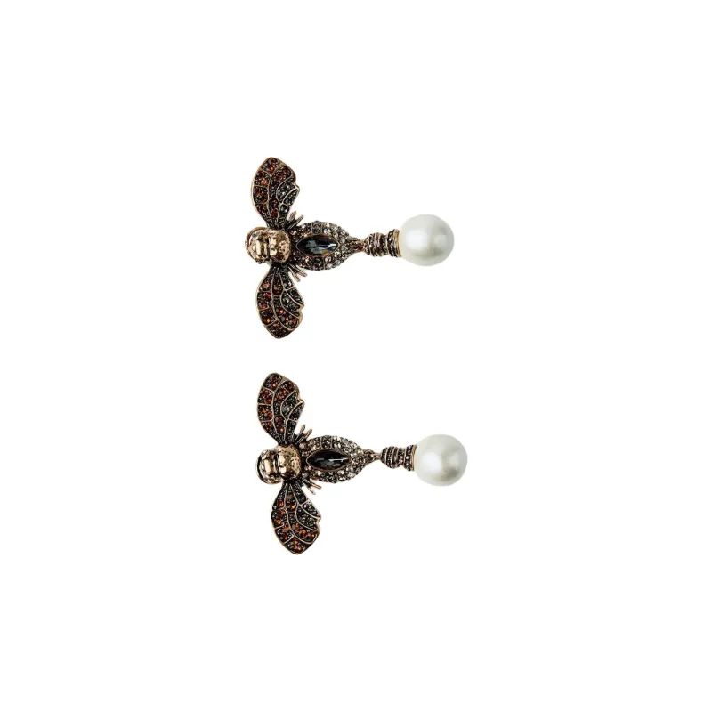 ZARA Metal Artificial Pearl Zinc Acrylic Glass Brass Steel Titanium Earrings Women's Gold-2