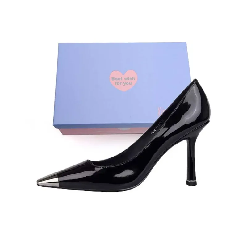 Xingdiman Slim Heel High Heels Women's Black Gift Box Set-5