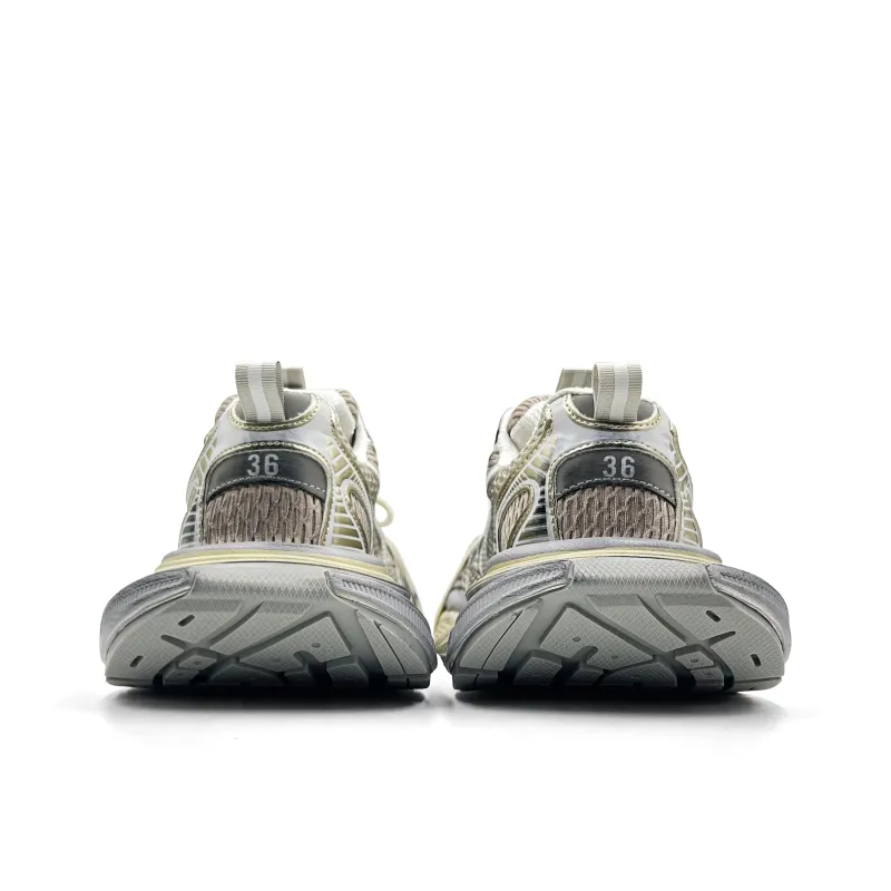 Hong Kong Meng Height Increasing Abrasion Resistant Slip Resistant Low Top Chunky Sneakers Unisex Champagne Distressed-5