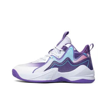 Meiretu Slip Resistant Super Light Coverage Mid Top Basketball Shoes Unisex White Purple