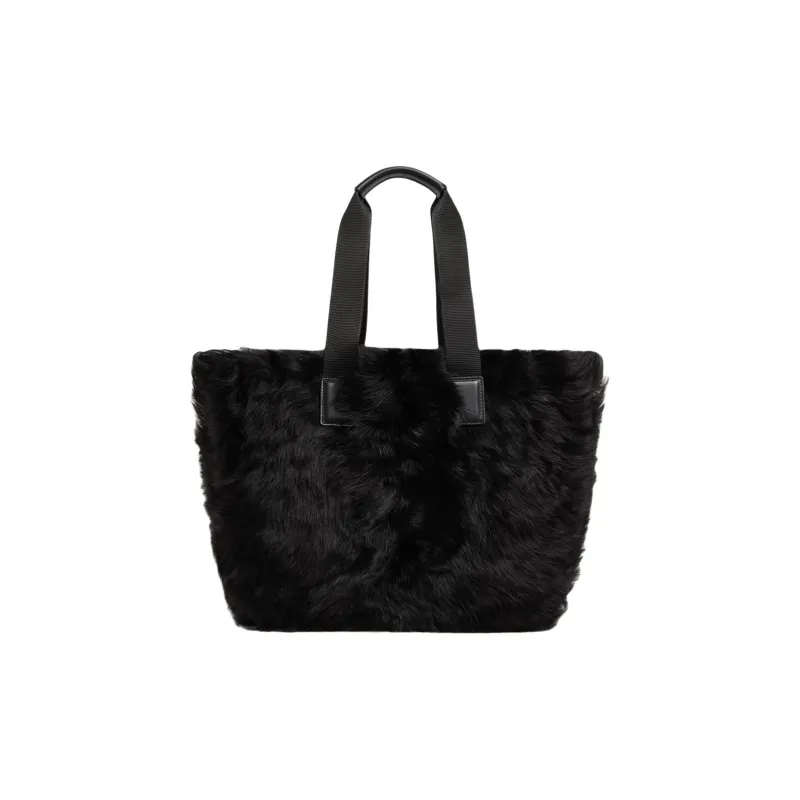 Moncler Shearling Tote Bag, Shopping Bag, Handbag Tubas Women's Black-1