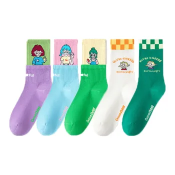 COTTON CHEESE Mid Calf Socks Unisex 5 Pack