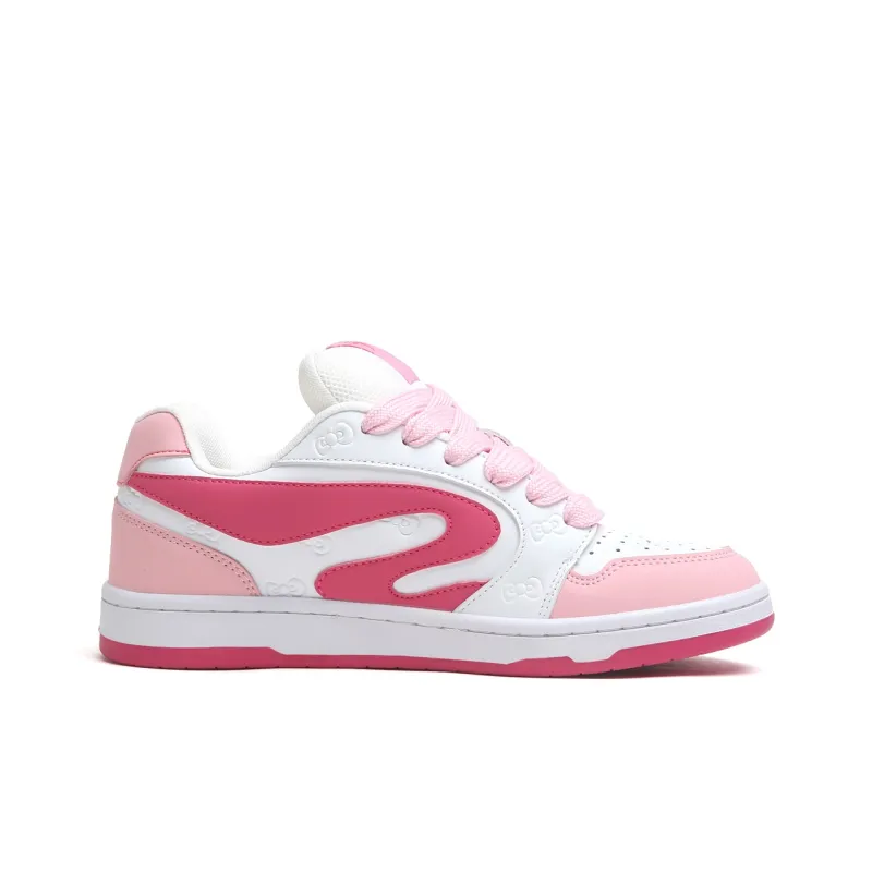 SINPERCO Anti Slip Wear Resistant Low Top Skateboard Shoes Women's Fuchsia-1