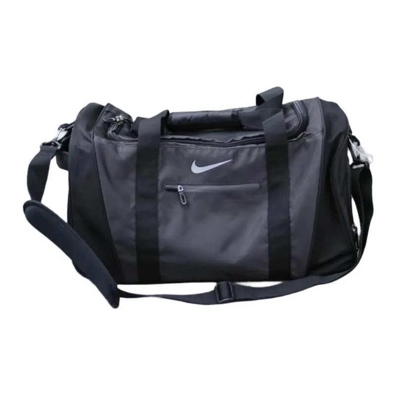 Nike Nylon Travel Bag Gym Bag Luggage Bag Handbag Shoulder Bag Regular Unisex Black Gray Color-1