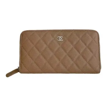 CHANEL Classic Long Zipped Wallet Biege AP0242