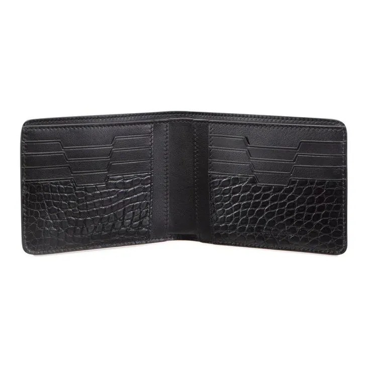 STEFANO RICCI Calfskin Leather Wallet Men's Black-3
