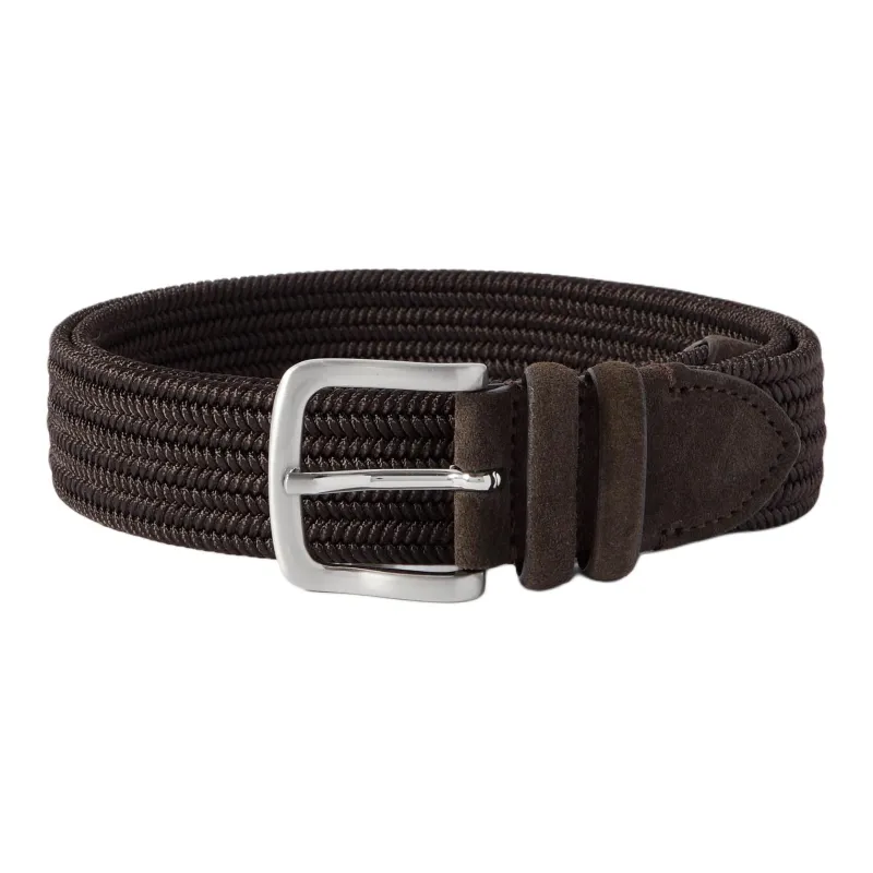 MR P Rayon Calfskin Suede Leather Belts Men's Brown Width 3.5CM-0