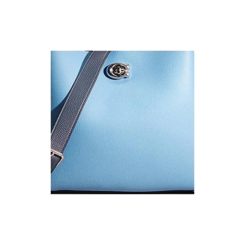 COACH Willow Leather Tote Bag, Shopping Bag, Handbag, Shoulder Bag Large Size Women's Blue-1