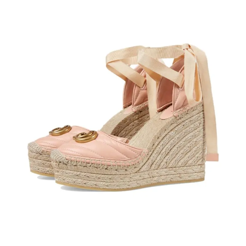 GUCCI GG Marmont Wedge Heel High Heels 12cm Women's Pink-2
