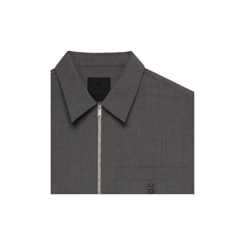 Givenchy Logo Plaque Zip Up Shirt-3