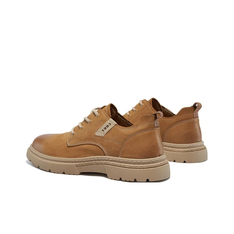 ST&SAT Men's Casual Shoes Men Low Top Yellow/Coffee-3