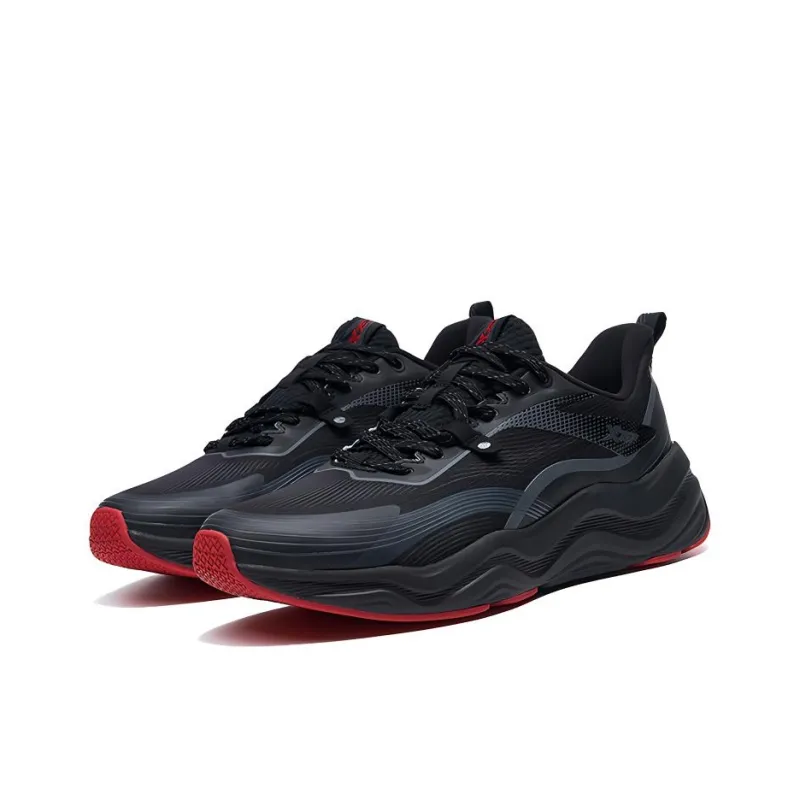 XTEP Cushioning Anti-Slip And Wear-Resistant Rebound Low-Top Running Shoes Men's Red Black-2